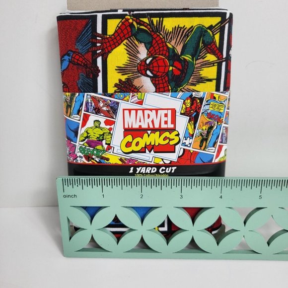 Marvel Comic Book Print Spiderman Cut Fabric 1 Yard 100% Cotton 36" X 44" Heroes - Picture 5 of 14